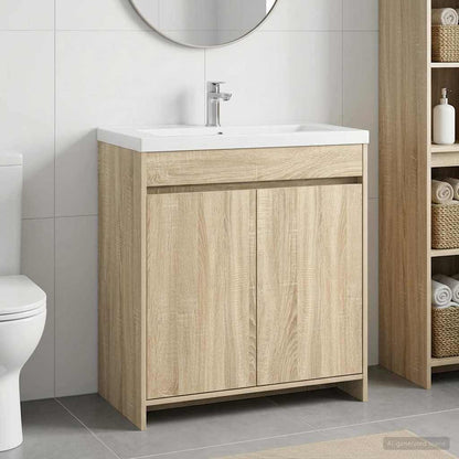 vidaXL Bathroom Under Sink Cabinet Sonoma Oak 78.5 x 37.5 x 81 cm 1