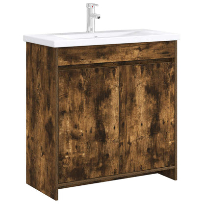 vidaXL Bathroom Under Sink Cabinet Smoked Oak 78.5 x 37.5 x 81 cm 3