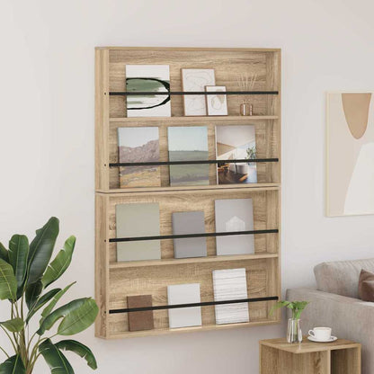 vidaXL Magazine Rack 2 pcs Sonoma Oak 100 x 12 x 70 cm Engineered Wood 1