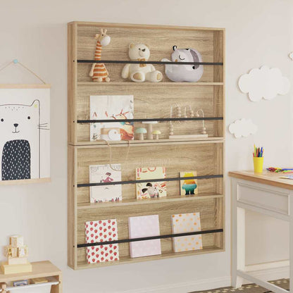 vidaXL Magazine Rack 2 pcs Sonoma Oak 100 x 12 x 70 cm Engineered Wood 4