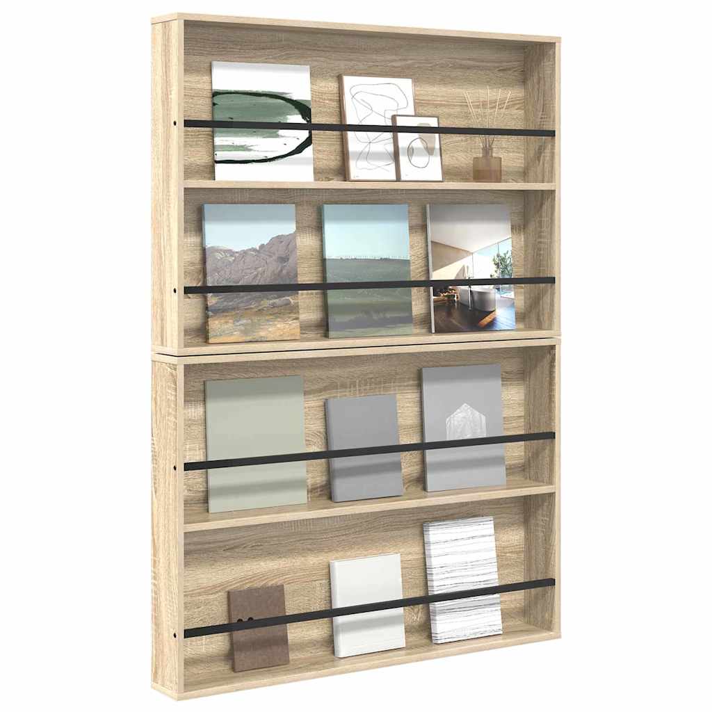vidaXL Magazine Rack 2 pcs Sonoma Oak 100 x 12 x 70 cm Engineered Wood 3