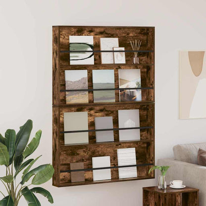 vidaXL Magazine Rack 2 pcs Smoked Oak 100 x 12 x 70 cm Engineered Wood 1