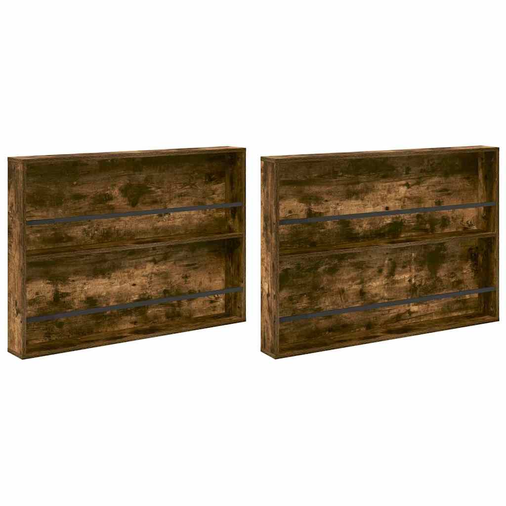 vidaXL Magazine Rack 2 pcs Smoked Oak 100 x 12 x 70 cm Engineered Wood 2