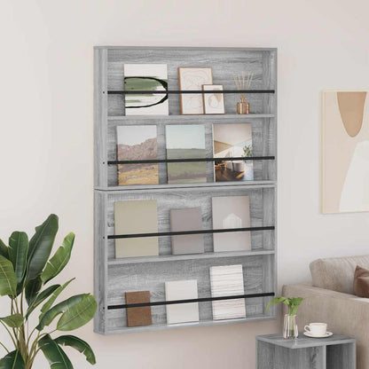 vidaXL Magazine Rack with Shelf 2 pcs Grey Sonoma 100 x 12 x 70 cm 1