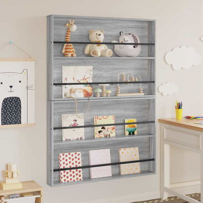 vidaXL Magazine Rack with Shelf 2 pcs Grey Sonoma 100 x 12 x 70 cm 4