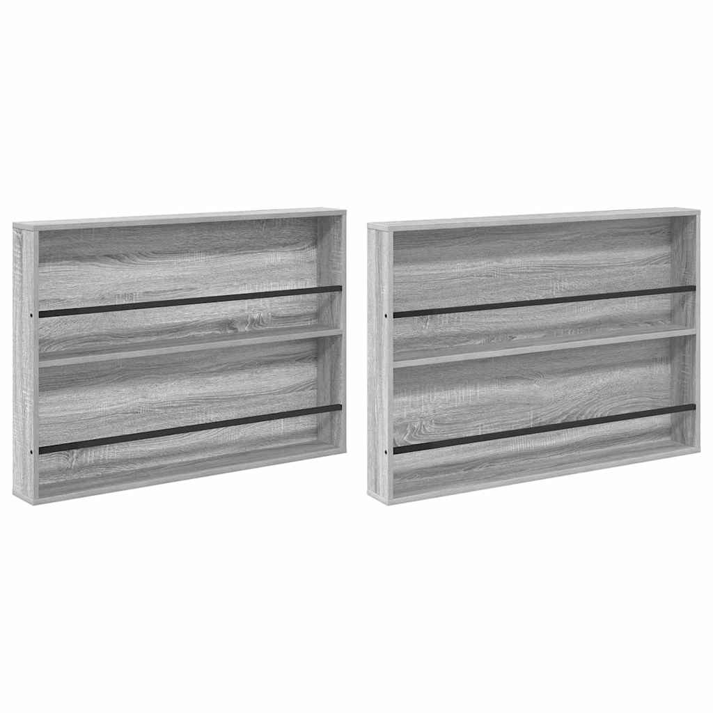 vidaXL Magazine Rack with Shelf 2 pcs Grey Sonoma 100 x 12 x 70 cm 2