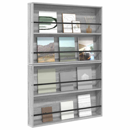 vidaXL Magazine Rack with Shelf 2 pcs Grey Sonoma 100 x 12 x 70 cm 3