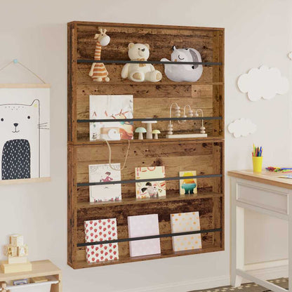 vidaXL Magazine Rack 2 pcs Old Wood 100 x 12 x 70 cm Engineered Wood 1