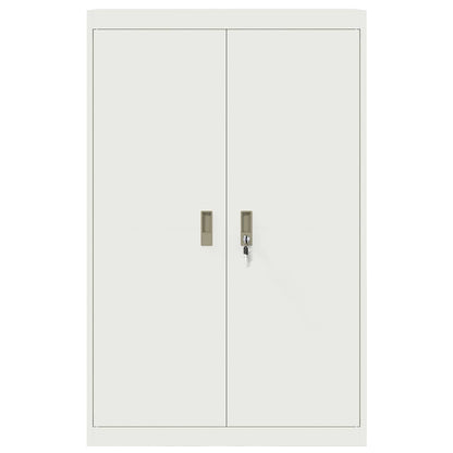 Storage Cabinet Steel Width 90 cm White 140 cm