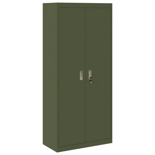 Storage Cabinet Steel Width 80 cm Olive Green 180 cm