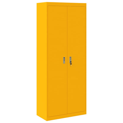 Storage Cabinet Steel Width 80 cm Mustard Yellow 200 cm