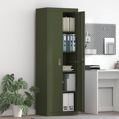 Storage Cabinet Steel Width 60 cm Olive Green 180 cm