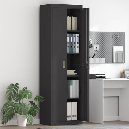 Storage Cabinet Steel Width 60 cm Black 200 cm