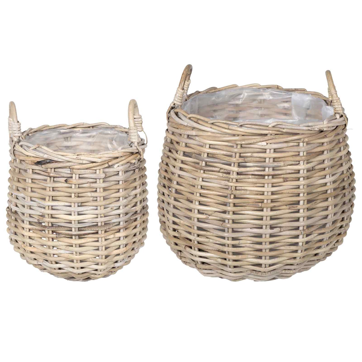 vidaXL Planter Basket GENDT 2 pcs Natural Grey Kubu Rattan 2