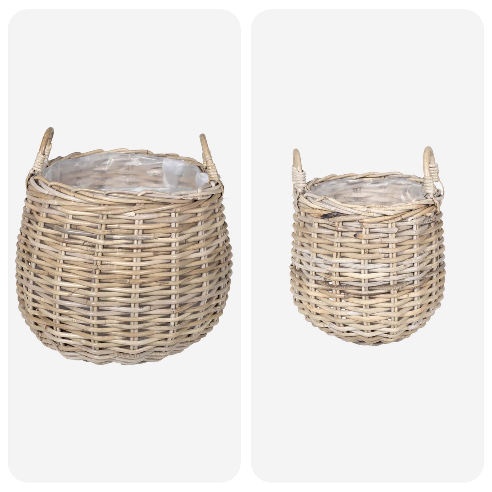 vidaXL Planter Basket GENDT 2 pcs Natural Grey Kubu Rattan 4