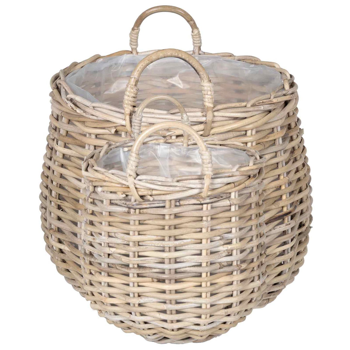 vidaXL Planter Basket GENDT 2 pcs Natural Grey Kubu Rattan 5