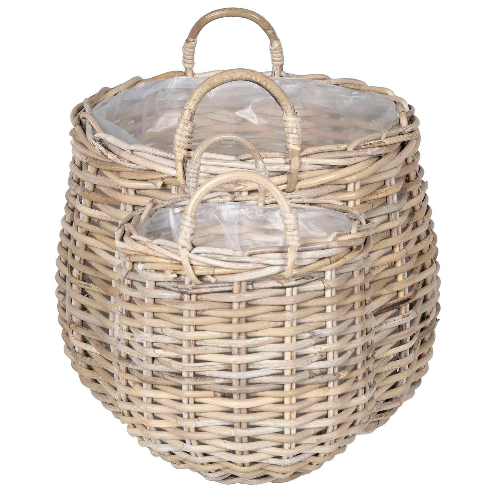 vidaXL Planter Basket GENDT 2 pcs Natural Grey Kubu Rattan 5