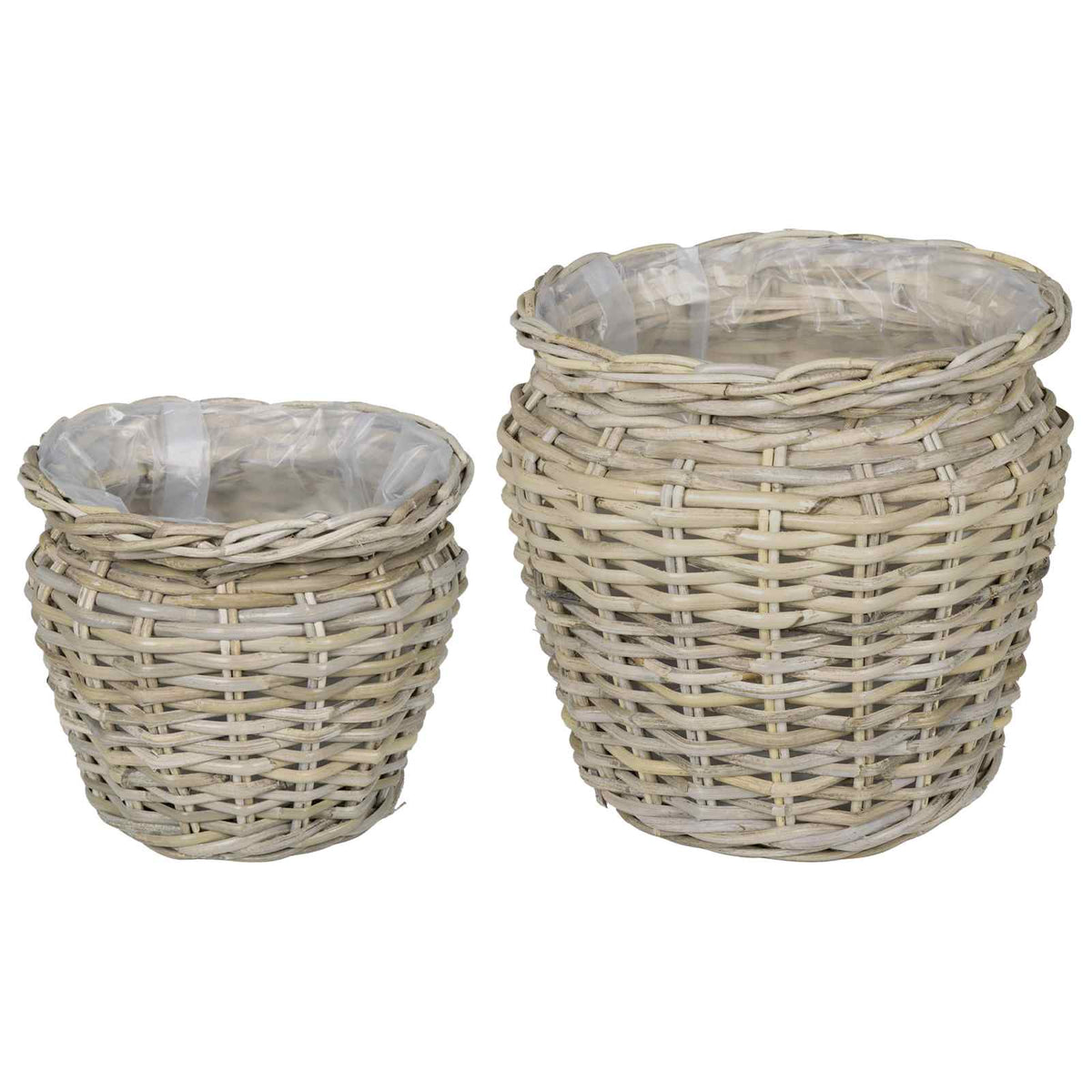 Planter Basket GENDT 2 pcs Natural Kubu Rattan Grey