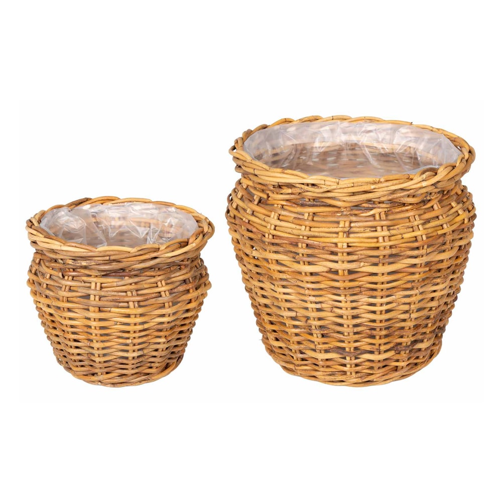 Planter Basket GENDT 2 pcs Natural Brown Kubu Rattan