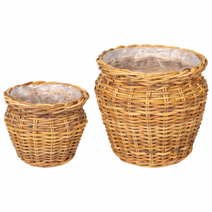 Planter Basket GENDT 2 pcs Natural Kubu Rattan Brown