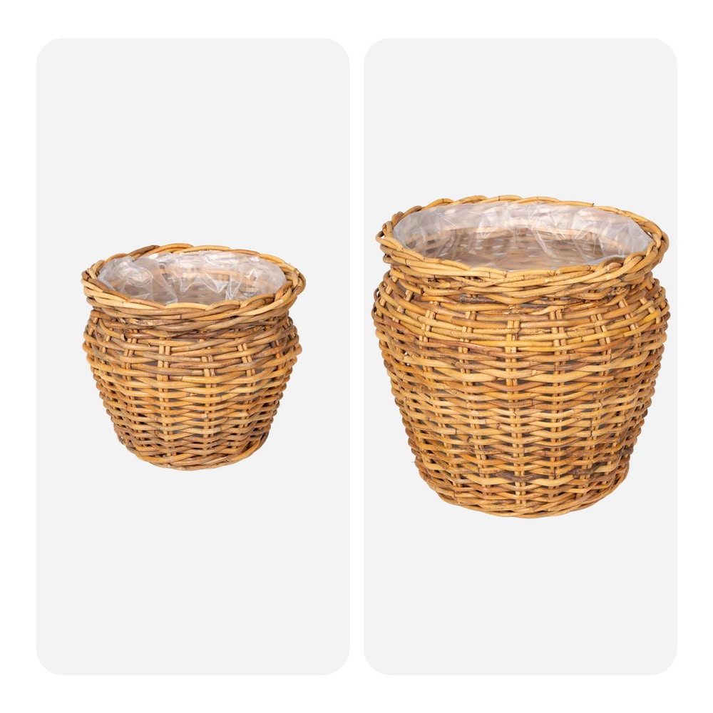 Planter Basket GENDT 2 pcs Natural Brown Kubu Rattan