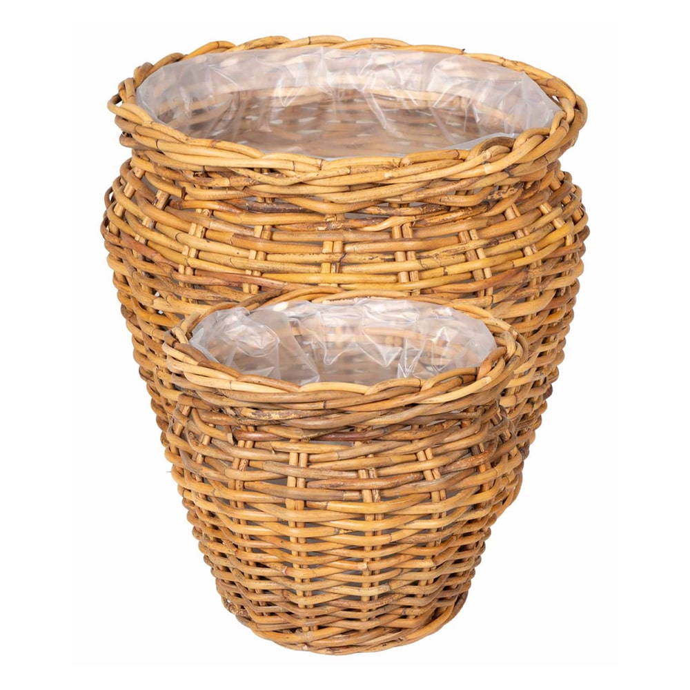 Planter Basket GENDT 2 pcs Natural Brown Kubu Rattan