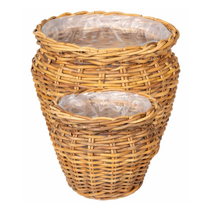 Planter Basket GENDT 2 pcs Natural Brown Kubu Rattan
