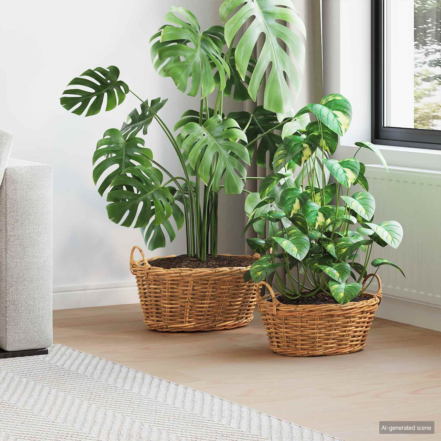 vidaXL Planter Basket GENDT 2 pcs Natural Brown Kubu Rattan 1