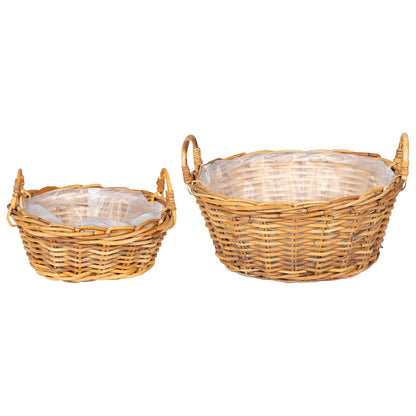 vidaXL Planter Basket GENDT 2 pcs Natural Brown Kubu Rattan 2