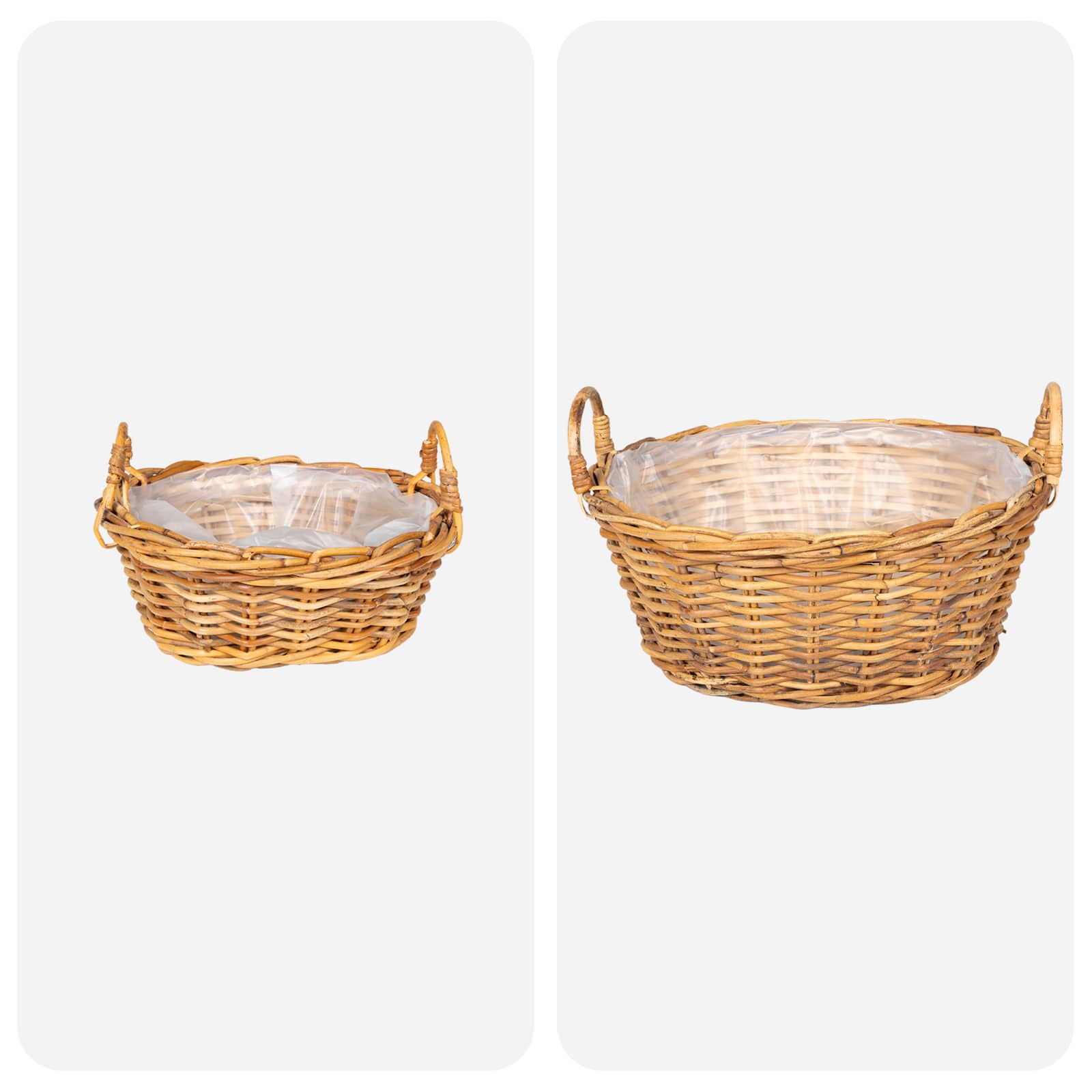 vidaXL Planter Basket GENDT 2 pcs Natural Brown Kubu Rattan 4