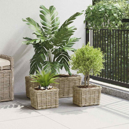 Planter Basket GENDT 3 pcs Natural Kubu Rattan Grey