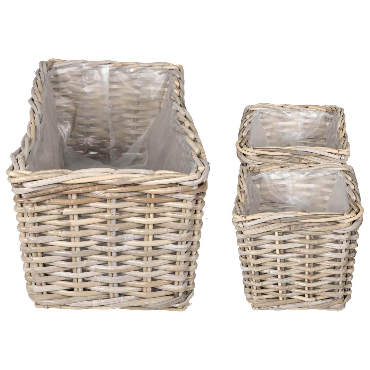 vidaXL Planter Basket GENDT 3 pcs Natural Grey Kubu Rattan 5