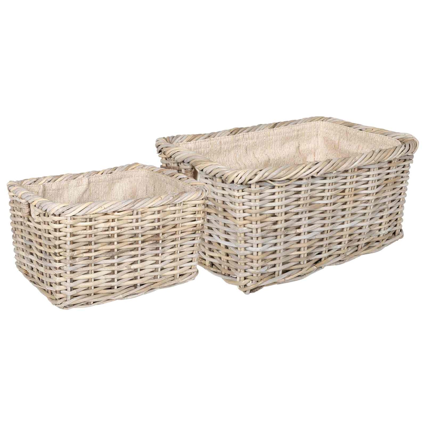 vidaXL Firewood Basket GENDT 2 pcs Natural Grey Kubu Rattan 2