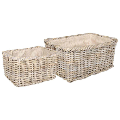 vidaXL Firewood Basket GENDT 2 pcs Natural Grey Kubu Rattan 2