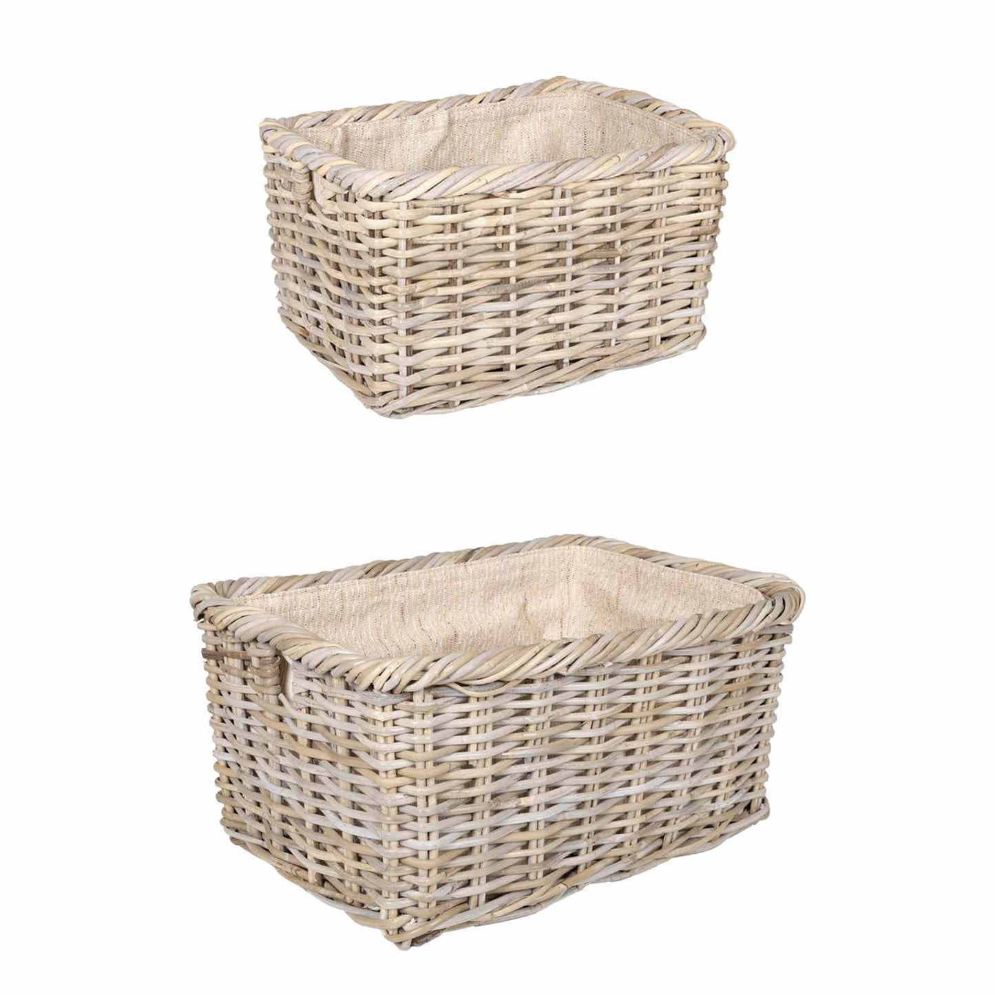 vidaXL Firewood Basket GENDT 2 pcs Natural Grey Kubu Rattan 4
