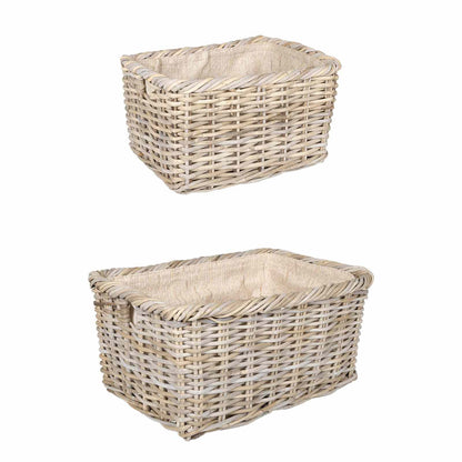 vidaXL Firewood Basket GENDT 2 pcs Natural Grey Kubu Rattan 4