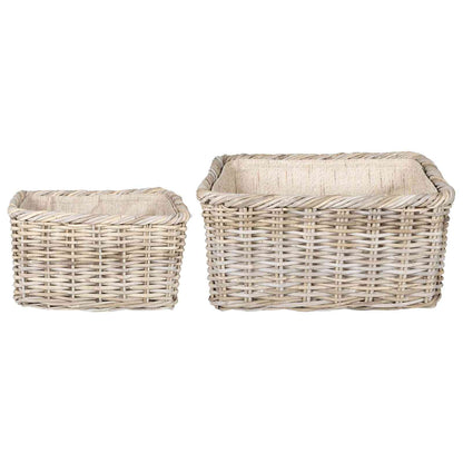 vidaXL Firewood Basket GENDT 2 pcs Natural Grey Kubu Rattan 5