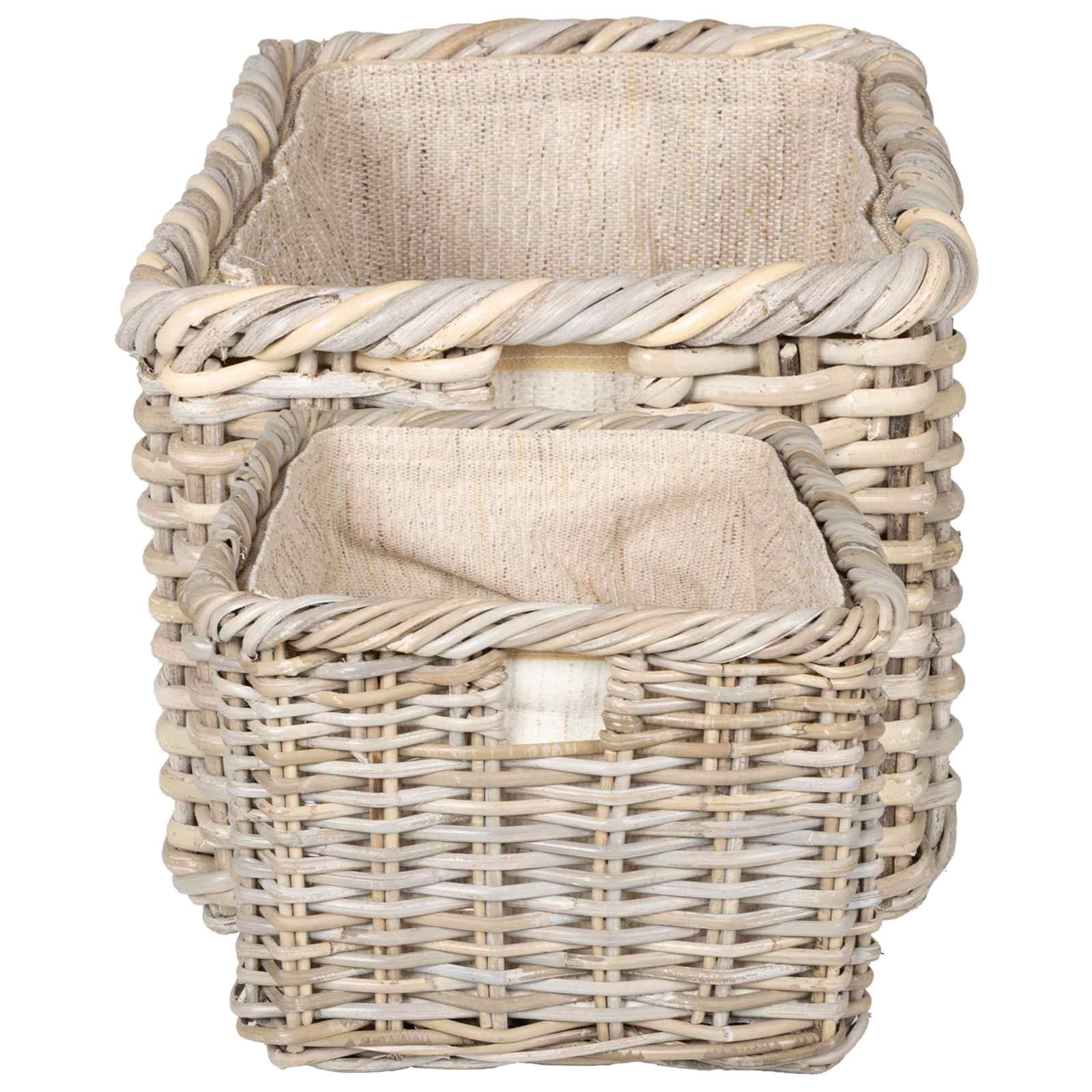 vidaXL Firewood Basket GENDT 2 pcs Natural Grey Kubu Rattan 6