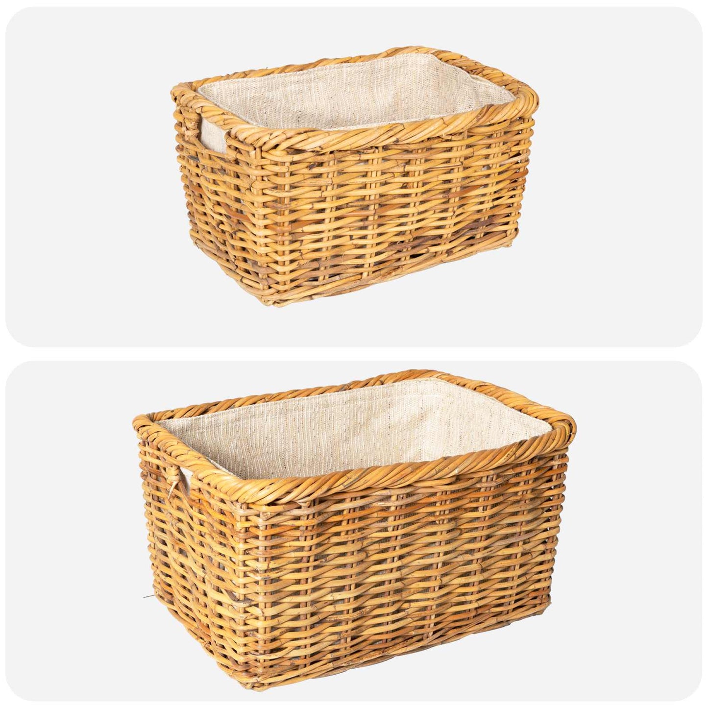 vidaXL Firewood Basket GENDT 2 pcs Natural Brown Kubu Rattan 4