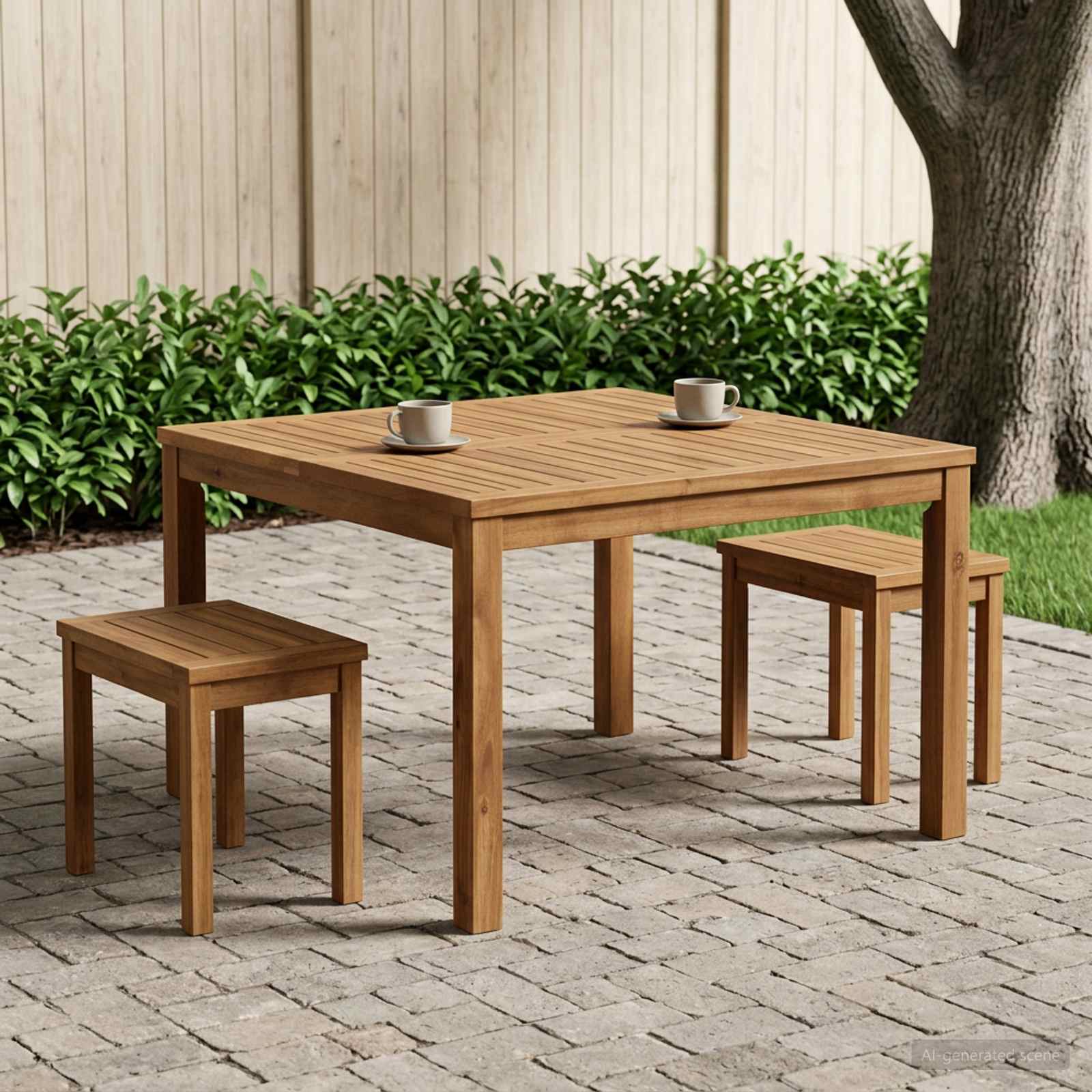 vidaXL Coffee Table Natural 80 x 80.5 x 45 cm Solid Acacia Wood 1