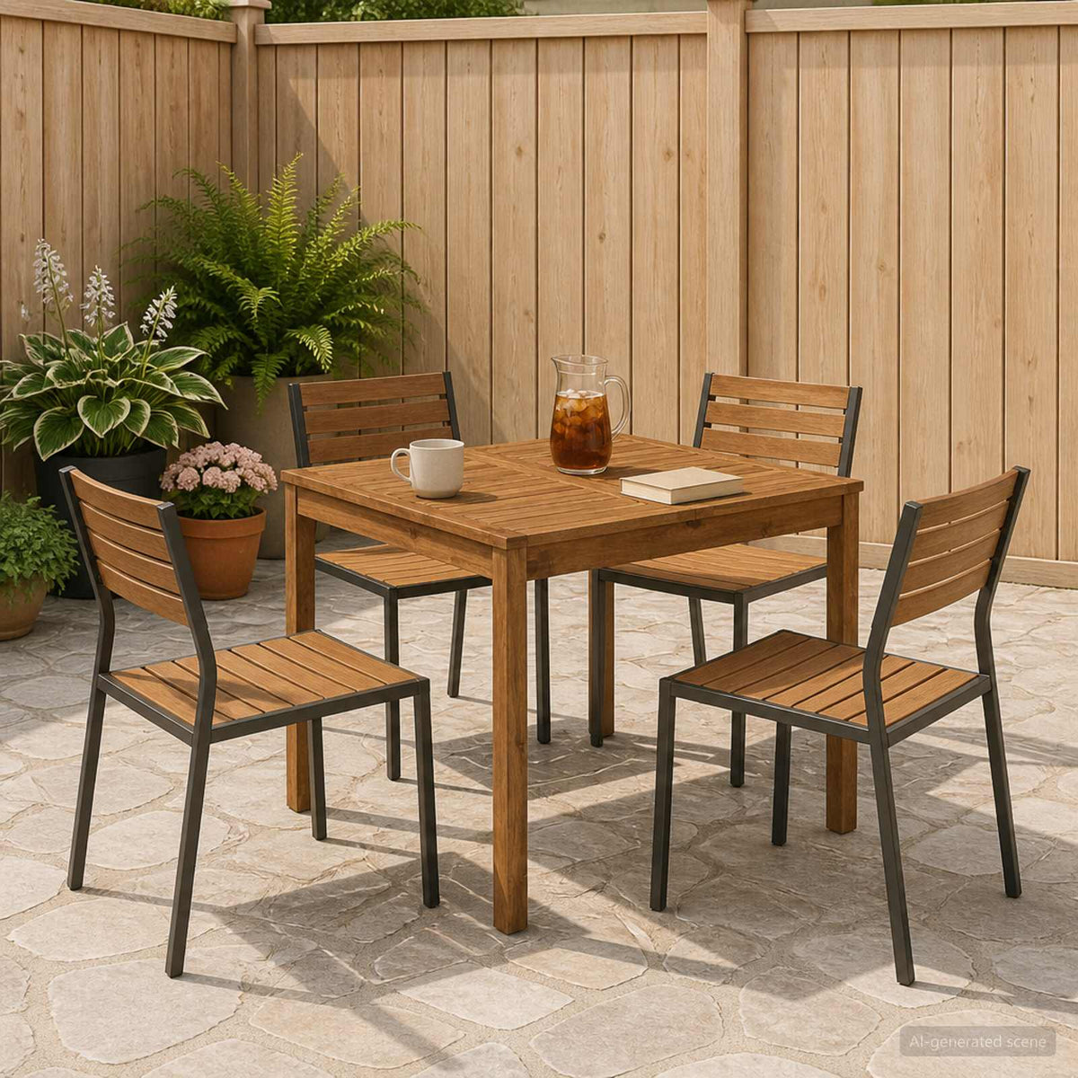 Garden Dinner Table Natural 80 cm 80.5 cm