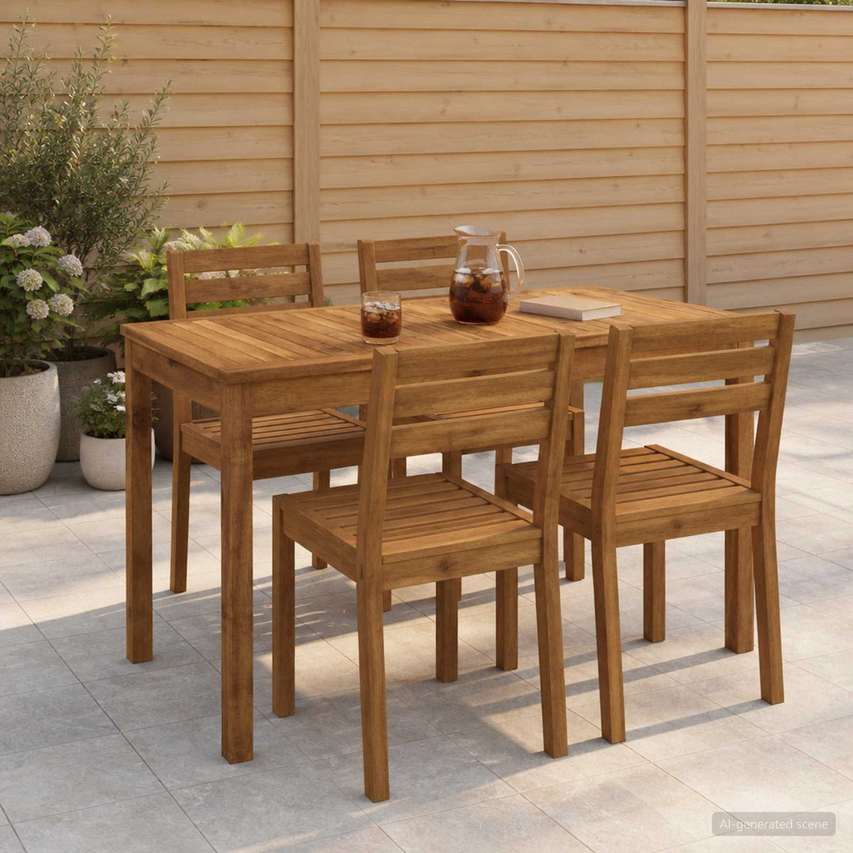 vidaXL Garden Dinner Table Natural 108.5 x 55 x 75 cm 1