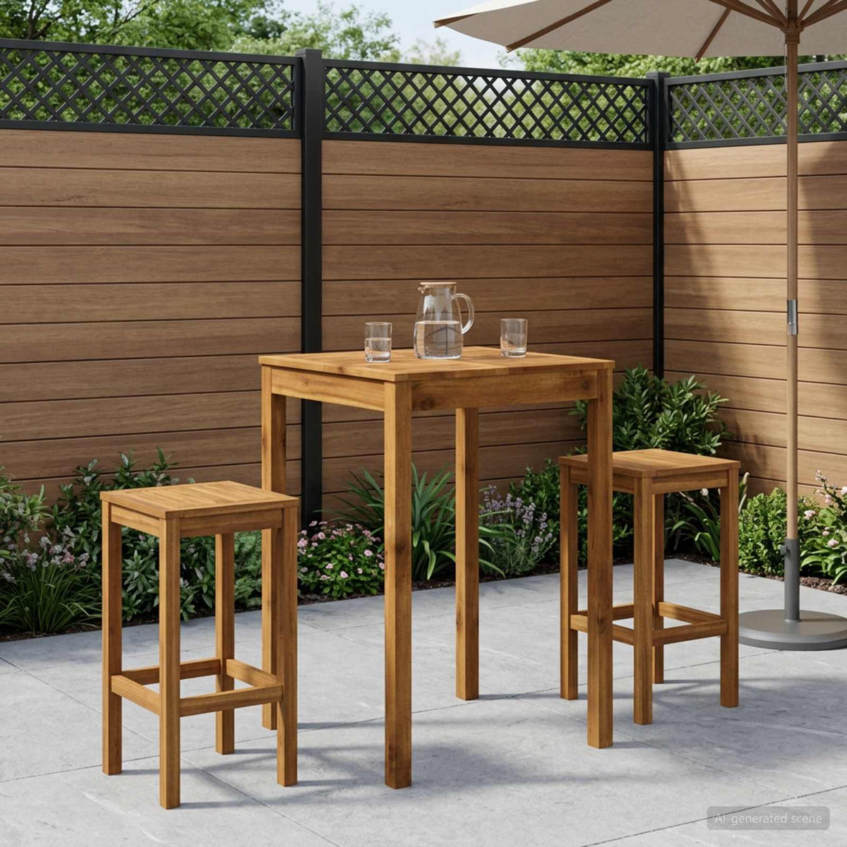 Garden Bar Table Solid Acacia Wood Natural 70 cm 68.5 cm