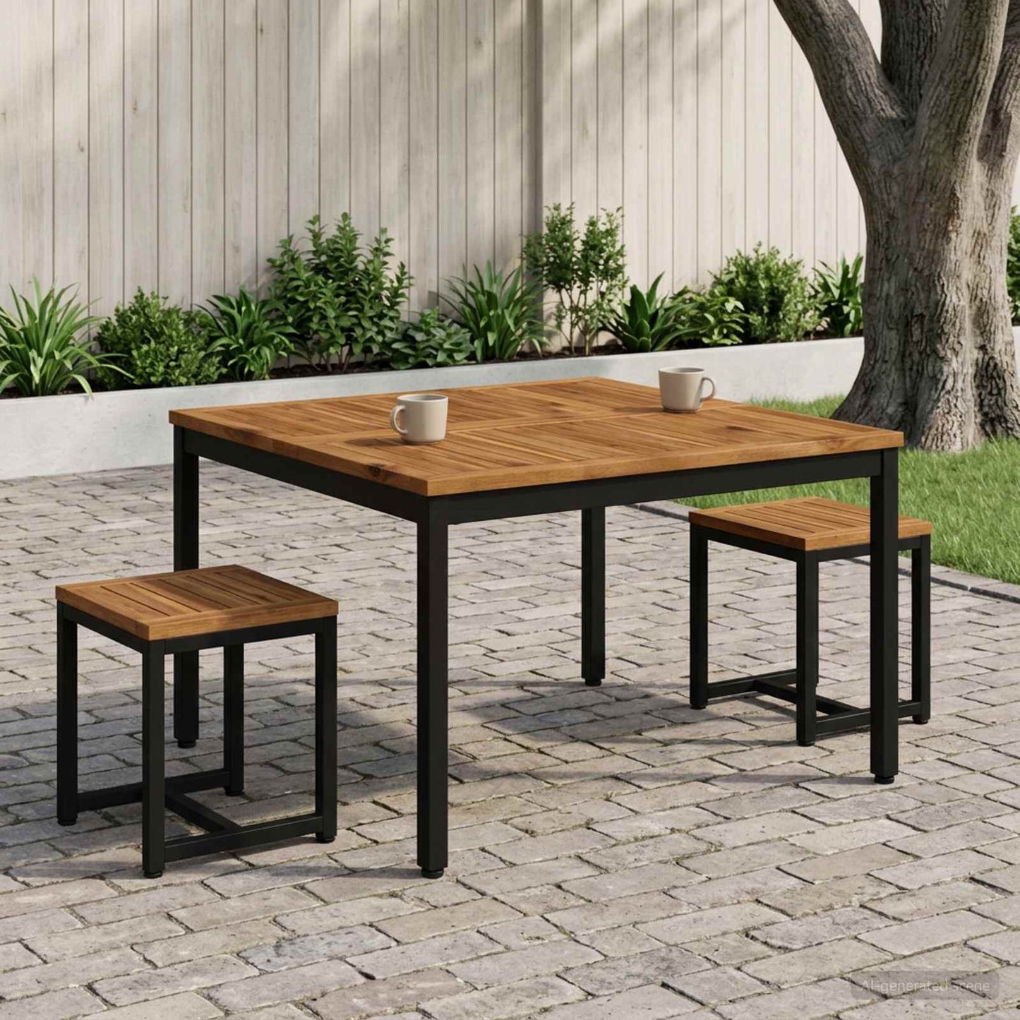 vidaXL Coffee Table Natural and Black 80 x 80.5 x 45 cm 1
