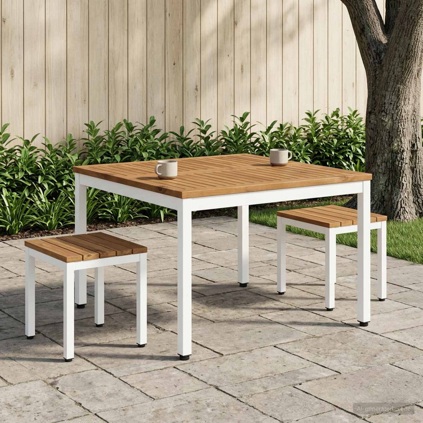 vidaXL Coffee Table Natural and White 80 x 80.5 x 45 cm 3
