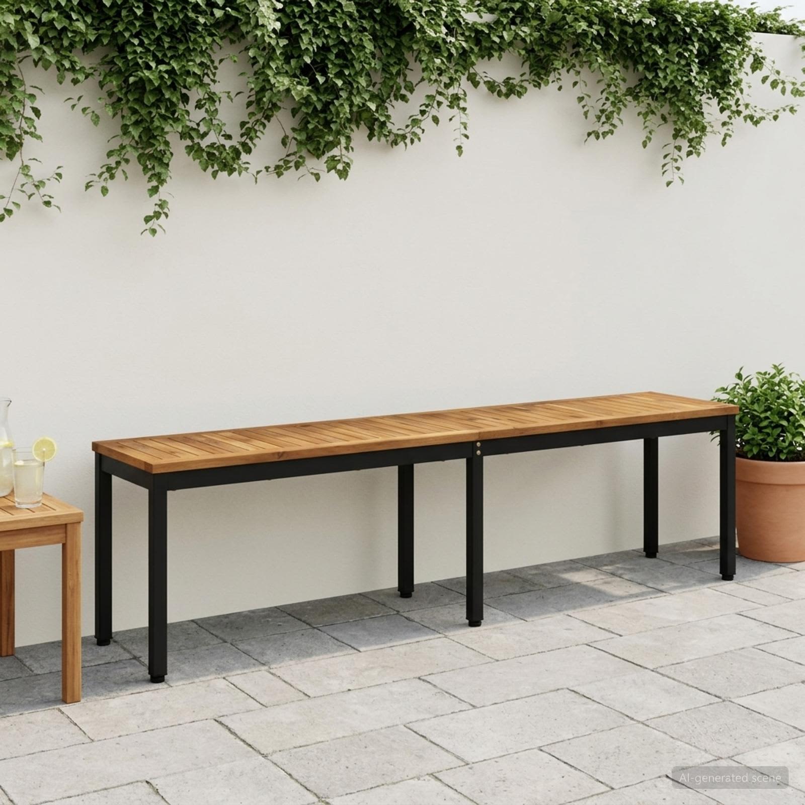 vidaXL Garden Bench 161 x 35 x 45 cm Solid Acacia Wood Rectangular 1