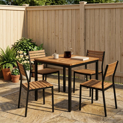vidaXL Garden Dinner Table Natural and Black 70 x 68.5 x 75 cm 1