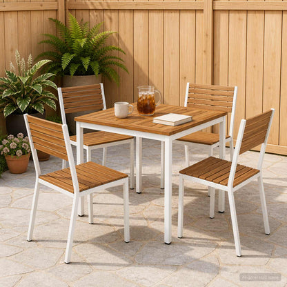 vidaXL Garden Dinner Table Natural and White 70 x 68.5 x 75 cm 1