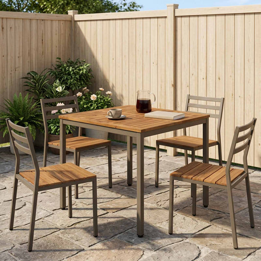 Garden Dinner Table Natural and Coffee 80 cm 80.5 cm