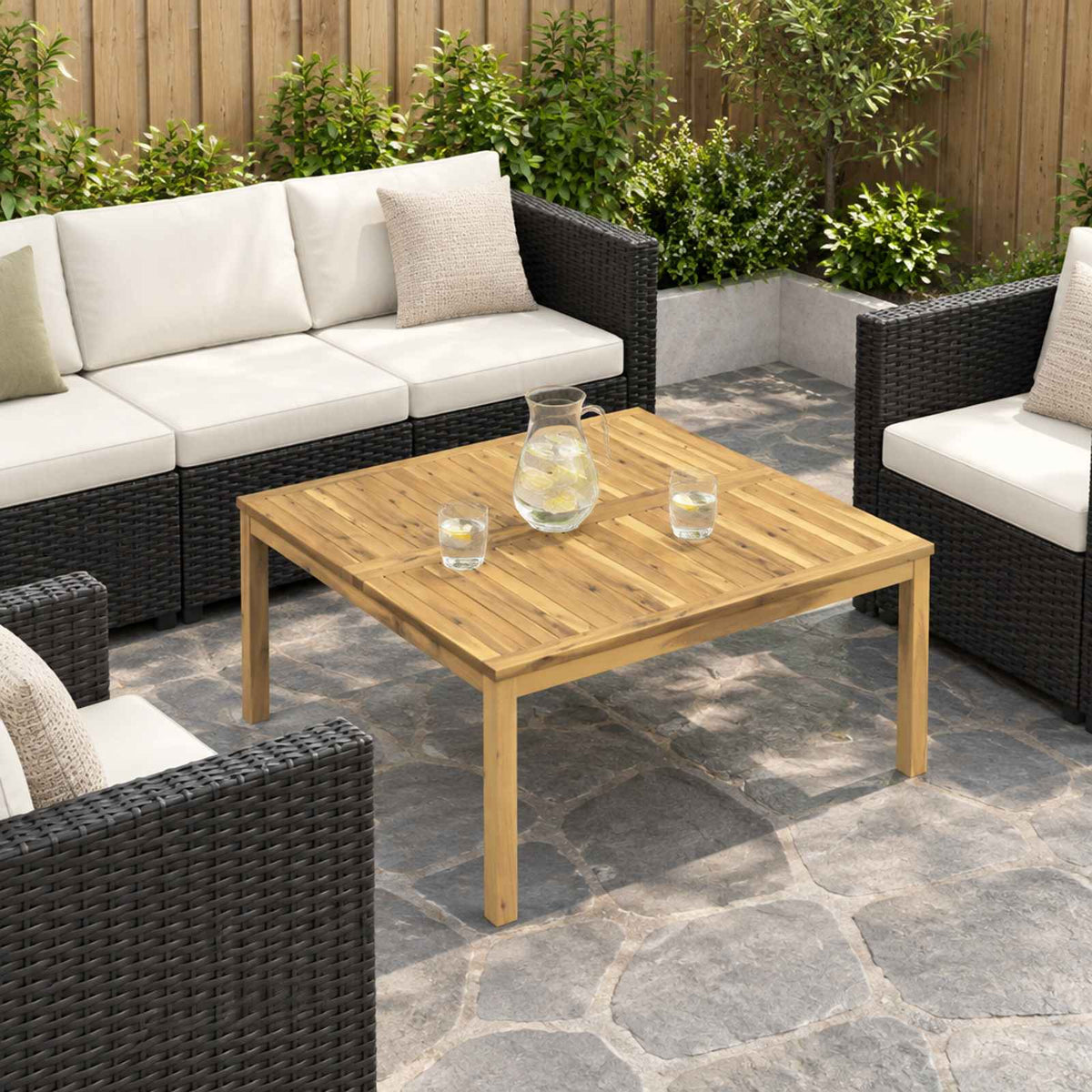 Coffee Table Solid Acacia Wood Whitewash 100 cm 100.5 cm